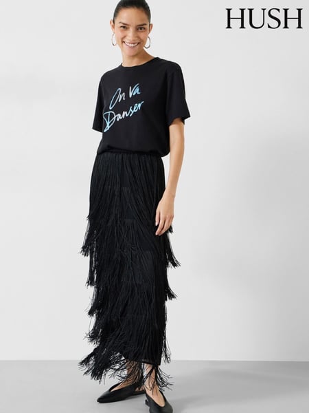 Hush Black Hailey Fringe Maxi Skirt (K82301) | € 40