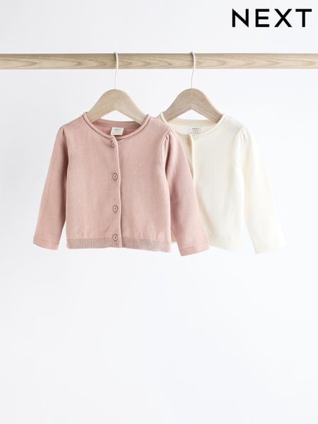 Pink/White 100% Cotton Cardigans 2 Pack (0mths-3yrs) (K82422) | € 14 - € 16