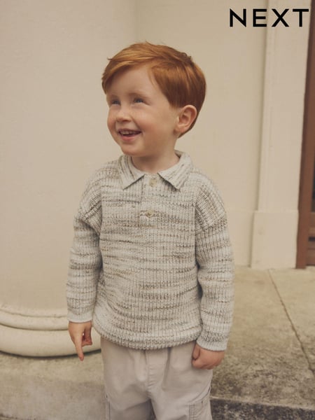 Neutral Long Sleeve Polo Shirt (3mths-7yrs) (K82692) | € 14 - € 16