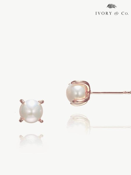 Ivory & Co Rose Gold Cairo Pearl Classic Stud Earrings (K82728) | € 31