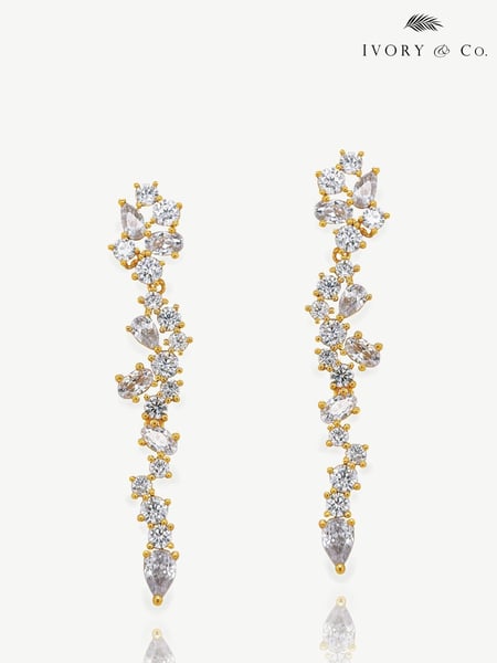 Ivory & Co Gold Islington Crystal Cluster Drop Earring (K82768) | € 86