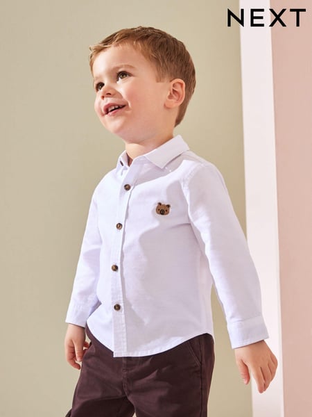 White Character Long Sleeve Oxford Shirt (3mths-7yrs) (K83251) | € 14 - € 17