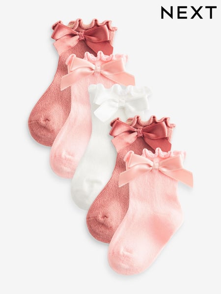 Pink Bow Baby Socks 5 Pack (0mths-2yrs) (K84600) | € 10