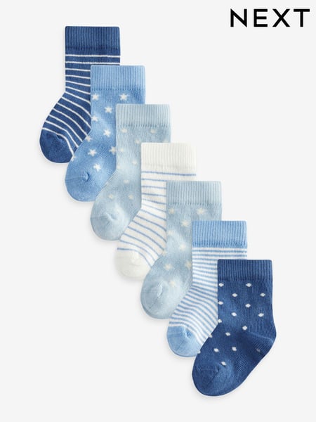 Blue/White 7 Pack Baby Socks (0mths-2yrs) (K84944) | € 11