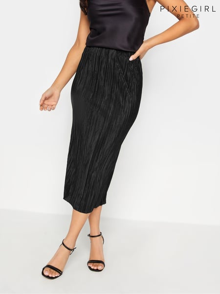 PixieGirl Petite Black Plisse Midaxi Skirt (K85983) | € 21