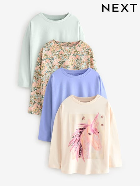 Unicorn Multi Long Sleeve T-Shirts 4 Pack (3-16yrs) (K86174) | € 31 - € 40