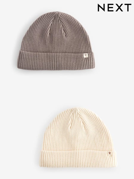 Tan/Cream Baby Beanie Hats 2 Pack (K86249) | € 9
