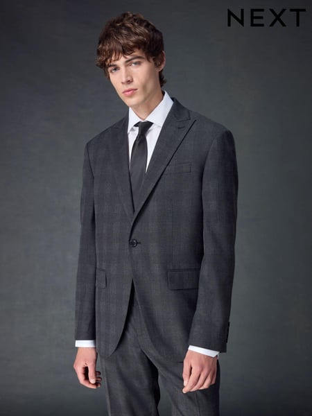 Charcoal Grey Slim Fit Check Suit Jacket (K86528) | € 148