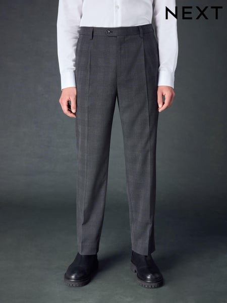 Charcoal Grey Slim Fit Check Suit Trousers (K86529) | € 75
