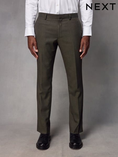 Green Slim Fit Textured Wool Suit Trousers (K86557) | € 41