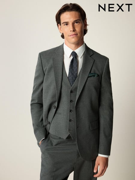 Grey Slim Fit Flannel Suit Jacket (K86562) | € 125