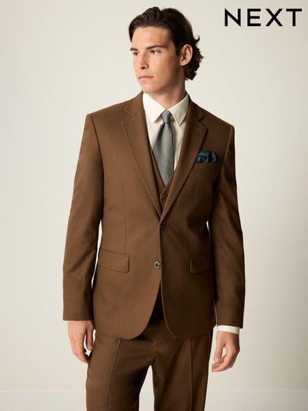 Brown Slim Fit Flannel Suit Jacket (K86564) | € 125