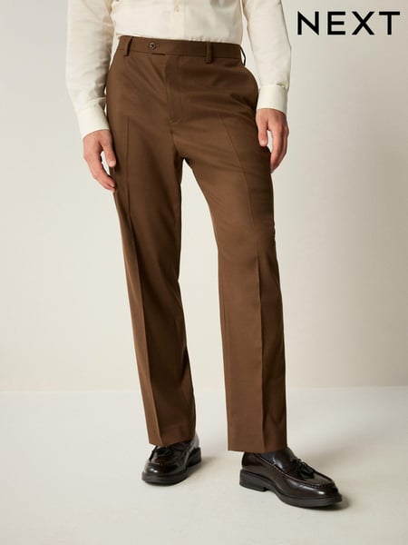Brown Slim Fit Flannel Suit Trousers (K86565) | € 67