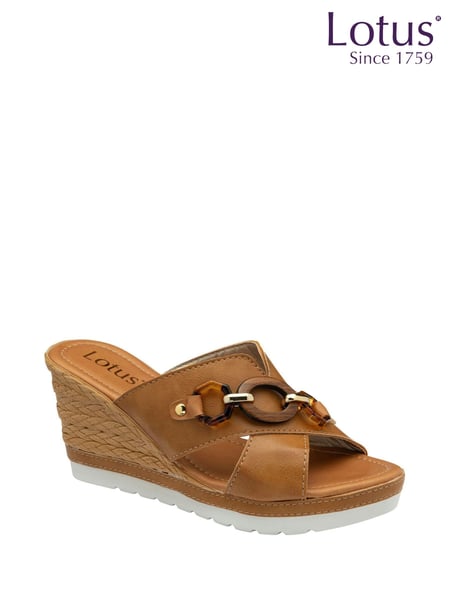 Lotus Brown Casual Wedge Mule Sandals (K90496) | € 17