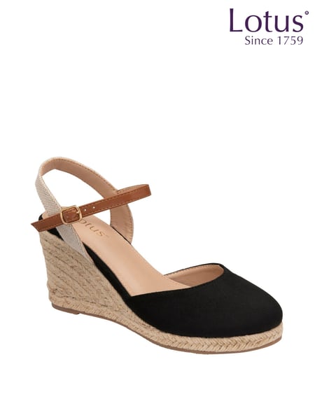Lotus Black Wedge Espadrille Shoes (K90514) | € 78