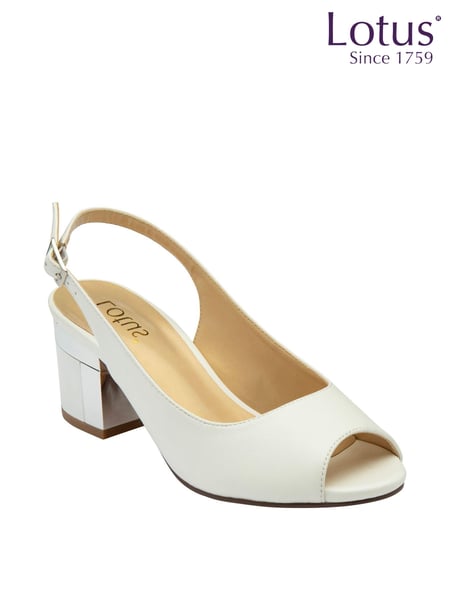 Lotus White Peep Toe Slingback Sandals (K90546) | € 101