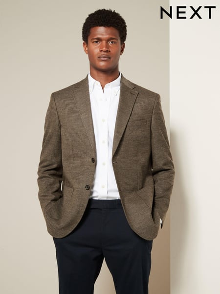 Brown Regular Fit Textured Smart Blazer (K91025) | € 118