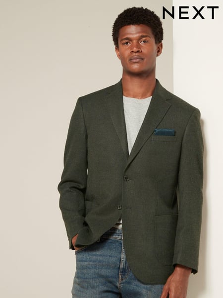 Khaki Green Regular Fit Textured Smart Blazer (K91086) | € 118