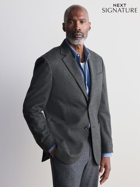 Khaki Green Signature Nova Fides Wool Rich Textured Blazer (K91117) | € 201