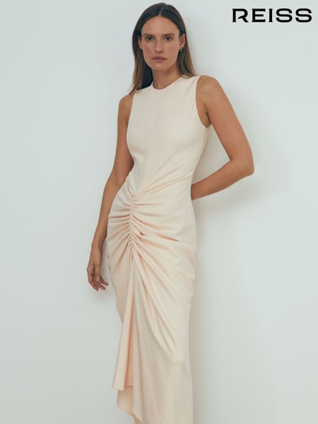 Reiss Blush Felicity Ruched Bodycon Midi Dress (K92199) | € 616