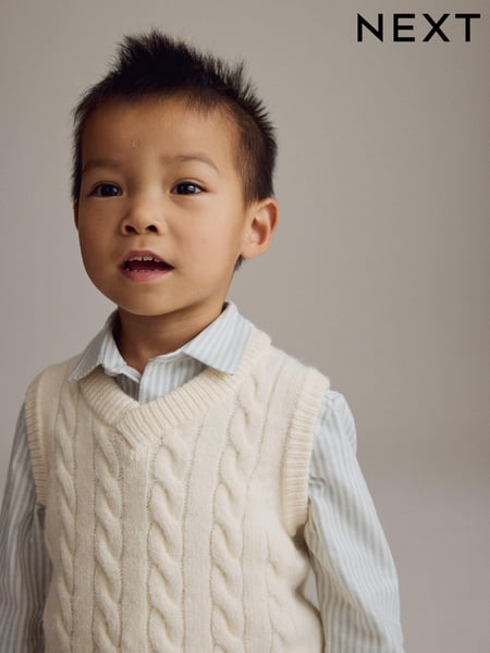 Ecru Cream Knitted Vest and Shirt Set (3mths-7yrs) (K92283) | € 34 - € 40