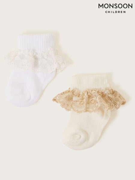 Monsoon Gold Baby Sparkle Lace Socks 2 Pack (K92302) | € 16