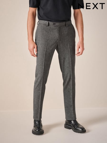 Grey Trimmed Texture Suit Trousers (K92756) | € 30