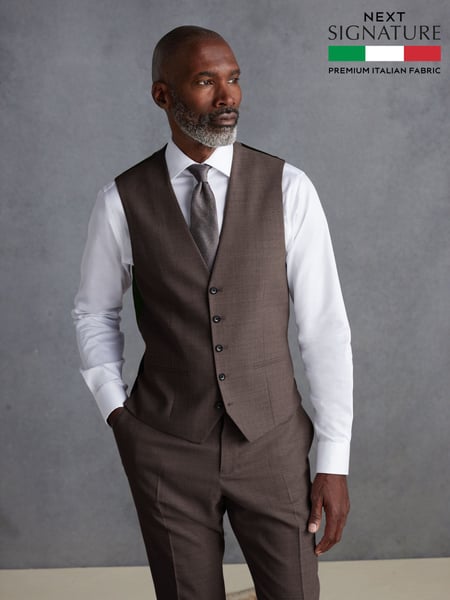 Brown Signature Tollegno Suit Waistcoat (K92765) | € 90