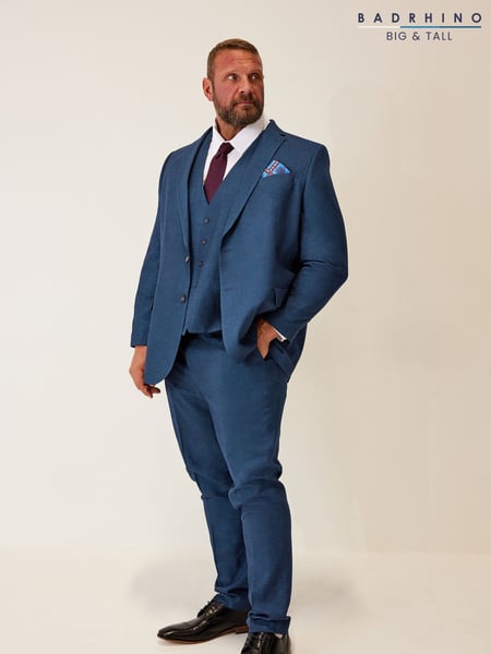 BadRhino Big & Tall Blue Tailoring Textured Regular Fit Suit Trousers (K94269) | € 86