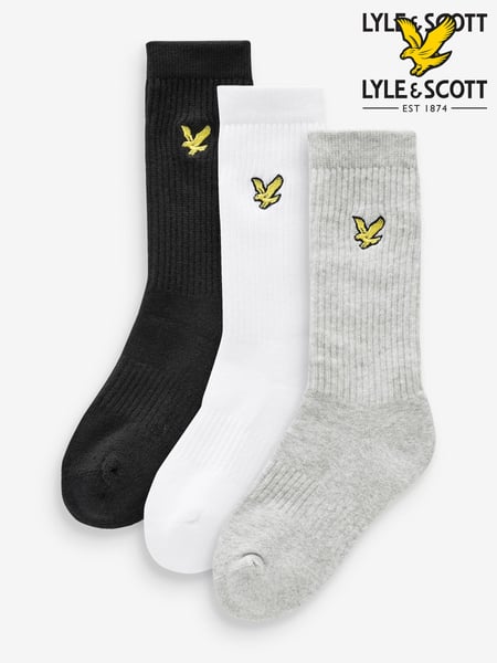 Lyle & Scott Grey Boys Scout Cotton Sports Socks 3 Pack (K97979) | € 14