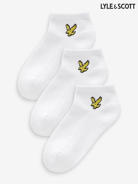 Lyle & Scott White Boys Cotton Ankle Socks 3 Pack (K97980) | € 12