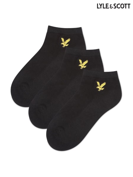 Lyle & Scott Black Boys Cotton Ankle Socks 3 Pack (K98011) | € 12