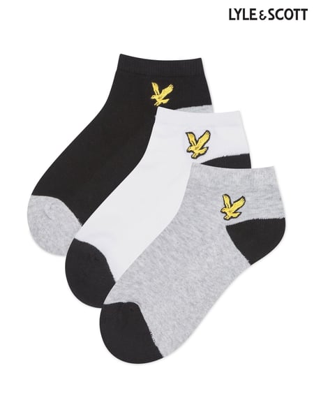 Lyle & Scott Black Contrast Heel And Toe Boys Desmond Ankle Socks 3 Pack (K98012) | € 12