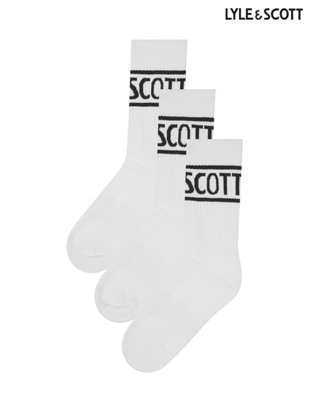 Lyle & Scott White Jacquard Boys Sports Socks 3 Pack (K98013) | € 12