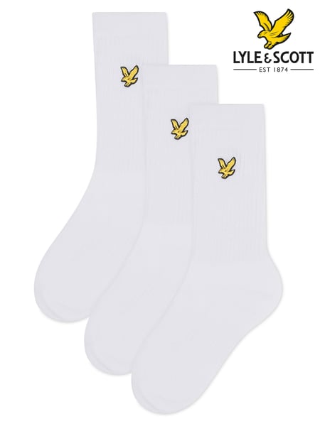 Lyle & Scott White Scout Boys Cotton Sports Socks 3 Pack (K98023) | € 14