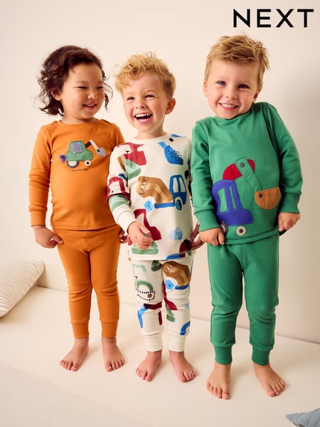Green/Orange Transport 3 Pack Snuggle Pyjamas (9mths-8yrs) (K98563) | € 37 - € 45