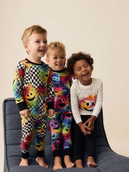 Multi Bright Smile Face Checkerboard 3 Pack Snuggle Pyjamas (9mths-8yrs) (K98607) | € 23 - € 30