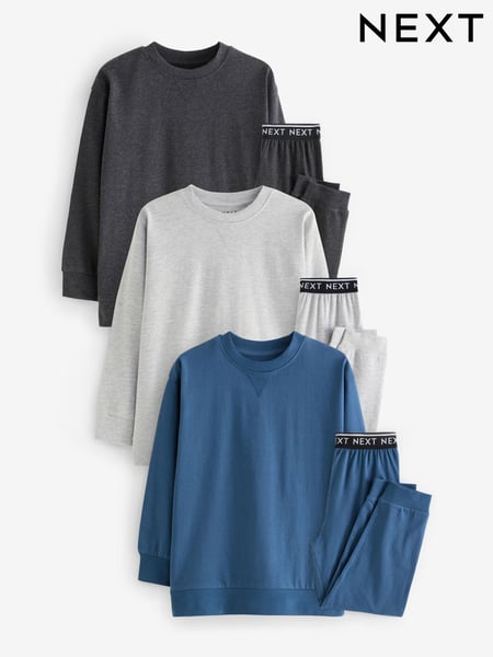 Blue/Grey/Charcoal Long Leg Pyjamas 3 Pack (4-16yrs) (K99097) | € 38 - € 48