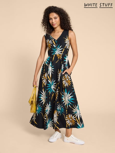 White Stuff Black Linen Blend Gigi Maxi Dress (K99976) | € 66