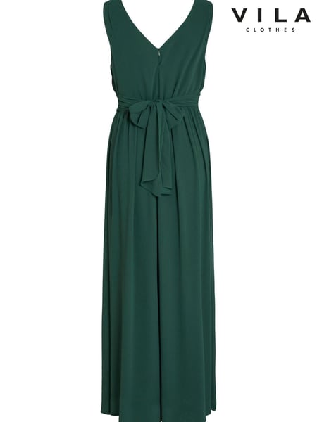 Vila Green Sleeveless V Neck Tulle Maxi Dress (L14420) | € 21