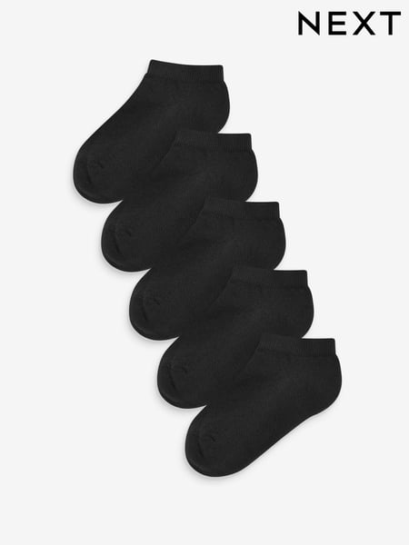 Black 5 Pack Cotton Rich Cushioned Sole Trainer Socks (M01589) | € 11 - € 12