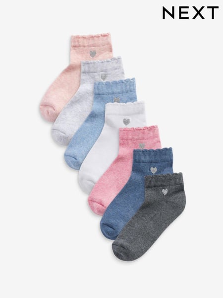 Multi 7 Pack Cotton Rich Embroidered Cushioned Sole Trainer Socks (M01590) | € 16 - € 17