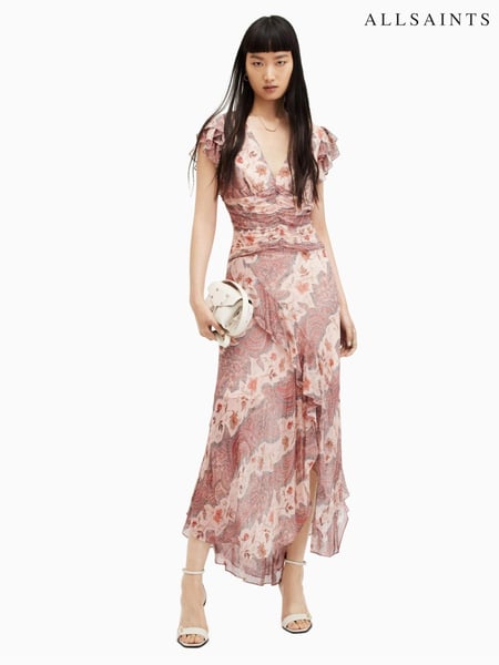 AllSaints Pink Brea Cascade Dress (M02981) | € 209