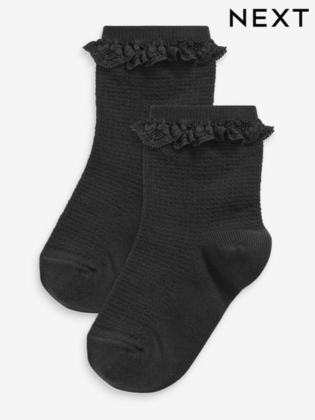 Black 2 Pack Cotton Rich Ruffle Ankle Socks (M03395) | € 6 - € 8