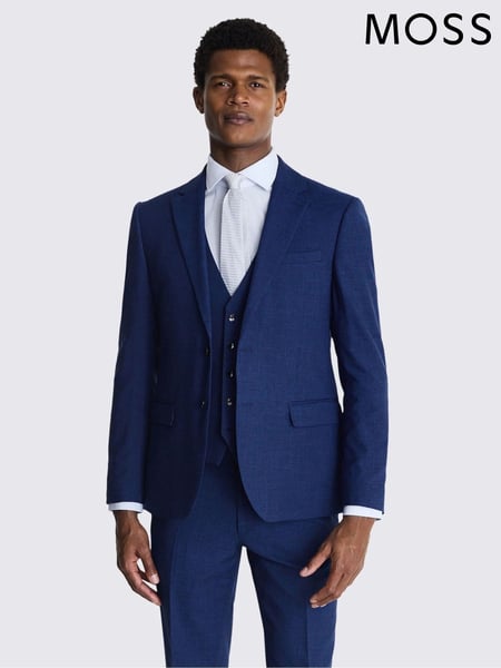 MOSS Blue Slim Fit Slub Suit Jacket (M05597) | € 201