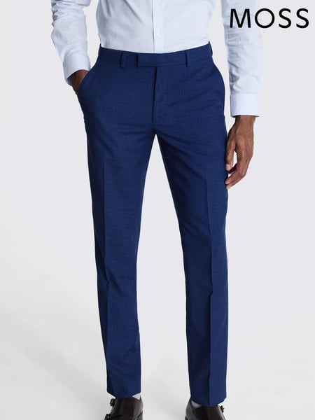 MOSS Blue Slim Fit Slub Suit Trousers (M05618) | € 109
