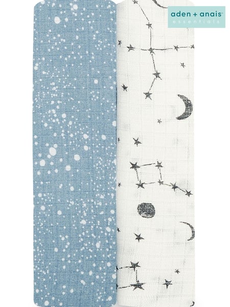 aden + anais Blue Essentials Cosmic Galaxy Silky Soft Blankets 2 Pack (M06957) | € 0