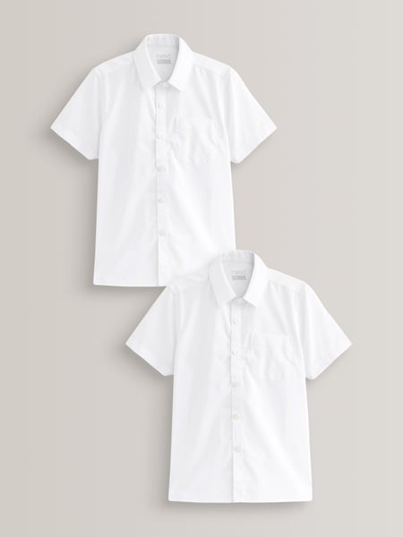 White Easy Fastening Short Sleeve School Shirts 2 Pack (3-16yrs) (M13603) | € 13 - € 21