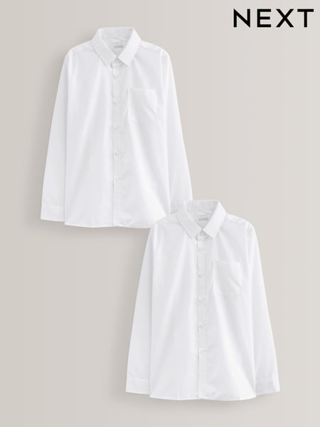 White Regular Fit 2 Pack Long Sleeve School Shirts (3-17yrs) (M13605) | € 13 - € 24