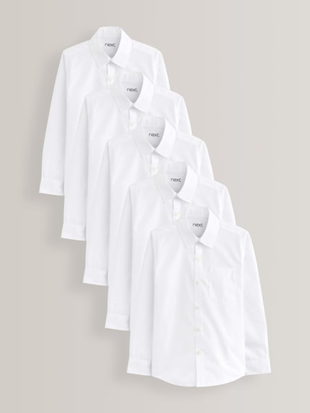 White Slim Fit 5 Pack Long Sleeve School Shirts (3-17yrs) (M13606) | € 31 - € 54